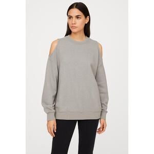 AllSaints Sweatshirt Womens XSmall Gray Oversized Shoulder Opening Crew Neck Tre